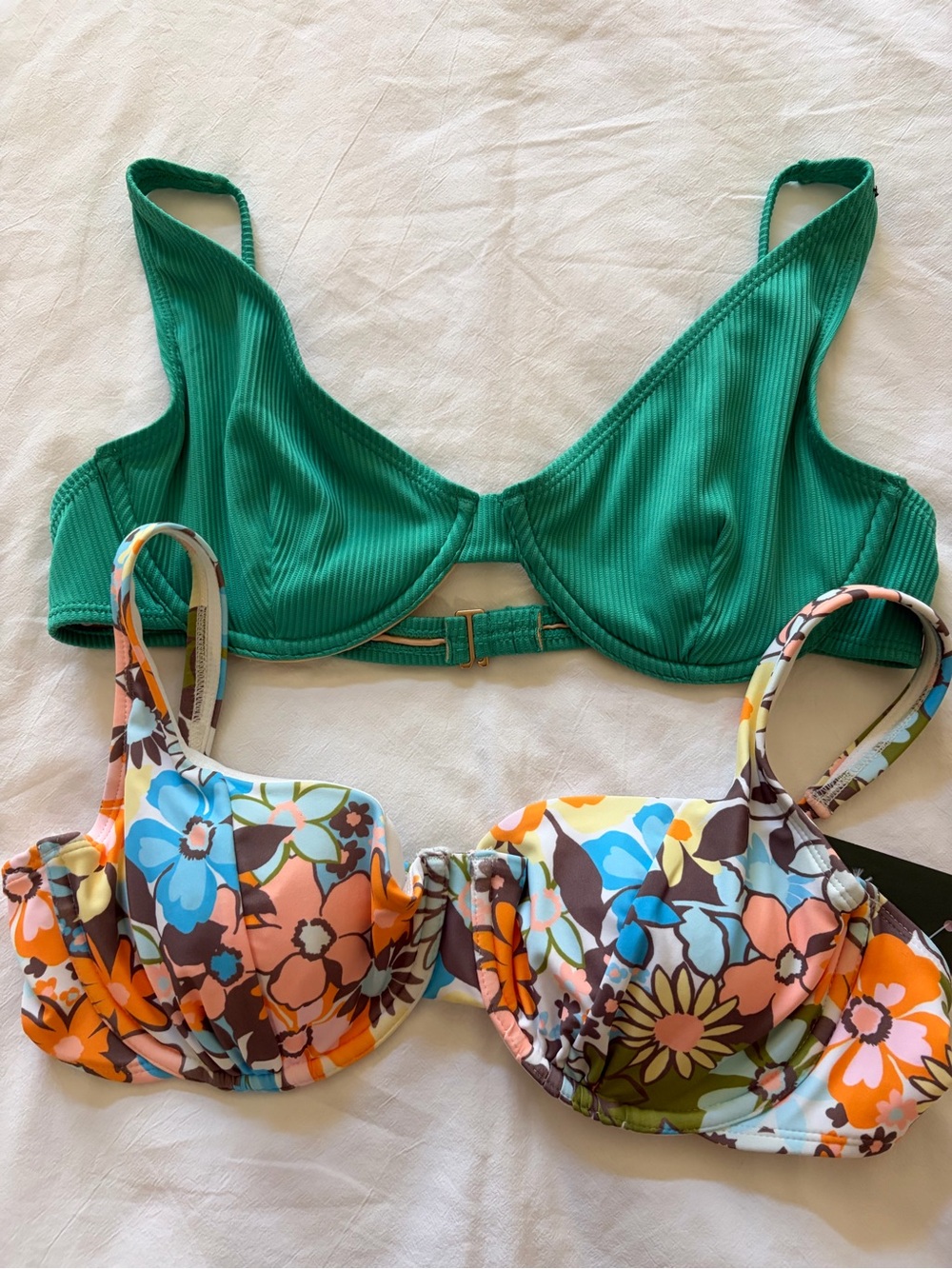 Underwire Bikini Tops Floral / Green lot of 2 - 1 NWT, 1 Gently Used